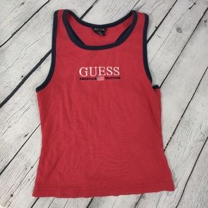 Vintage Guess Racerback Tank Red Size L